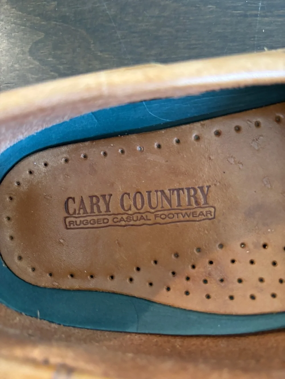 Cary Country Men's Tan Leather Boat Shoes with Moc Toe and Lace Detail Size 10